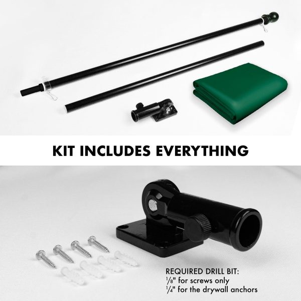 G128 Combo Pack: 5 Ft Tangle Free Aluminum Spinning Flagpole (Black) & Solid Dark Green Color Flag 2x3 Ft, LiteWeave Pro Series Printed 150D Polyester | Pole with Flag Included - Image 2