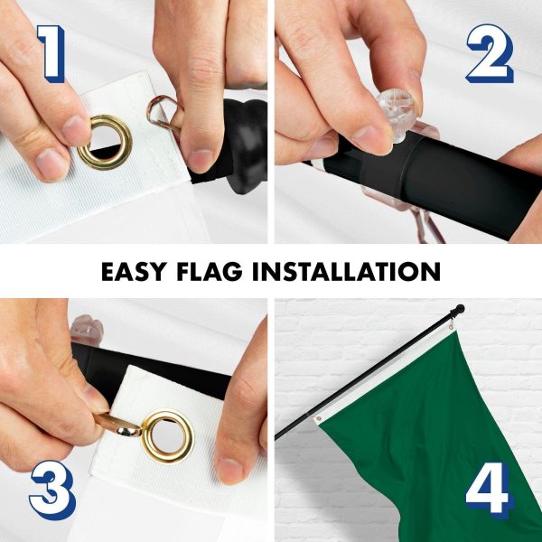 G128 Combo Pack: 5 Ft Tangle Free Aluminum Spinning Flagpole (Black) & Solid Dark Green Color Flag 2x3 Ft, LiteWeave Pro Series Printed 150D Polyester | Pole with Flag Included - Image 7