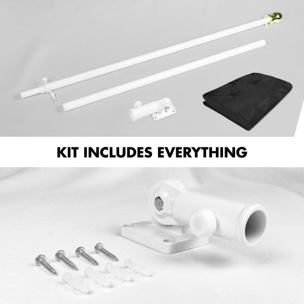G128 - 6 Feet Tangle Free Spinning Flagpole (White) All Black USA American Flag Brass Grommets Embroidered 3x5 ft (Flag Included) Aluminum Flag Pole - Image 2