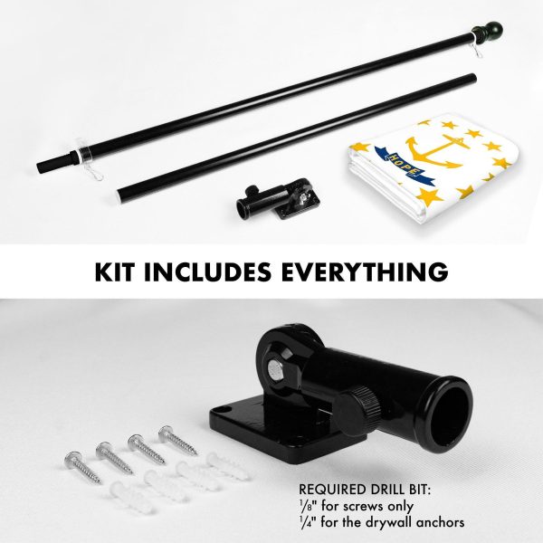 G128 Combo Pack: 6 Ft Tangle Free Spinning Flagpole (Black) & Rhode Island Flag 3x5 Ft Printed 150D Polyester, Brass Grommets (Flag Included) Aluminum Flag Pole - Image 2
