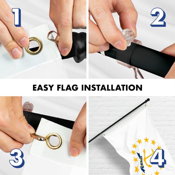 G128 Combo Pack: 6 Ft Tangle Free Spinning Flagpole (Black) & Rhode Island Flag 3x5 Ft Printed 150D Polyester, Brass Grommets (Flag Included) Aluminum Flag Pole - Image 7