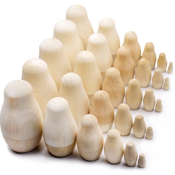 AEVVV Blank Russian Nesting Dolls Lot of 5 Sets by 6 pcs   Unpainted Russian Nesting Dolls   Unfinished Wood to Paint   Russian Nesting Dolls to Paint