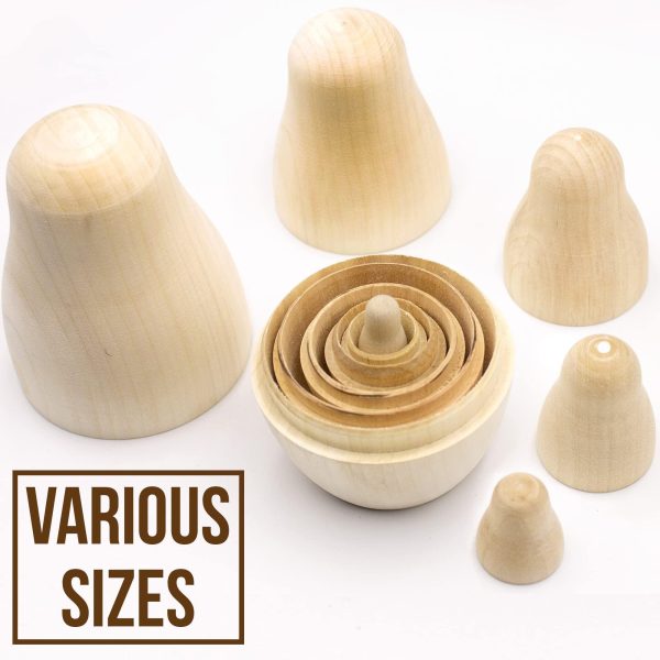 AEVVV Blank Russian Nesting Dolls Lot of 5 Sets by 6 pcs   Unpainted Russian Nesting Dolls   Unfinished Wood to Paint   Russian Nesting Dolls to Paint - Image 4