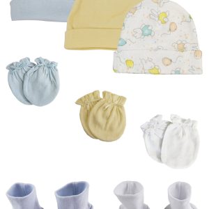 Boys Baby Caps, Booties And Mittens (pack Of 8) Nc_0265