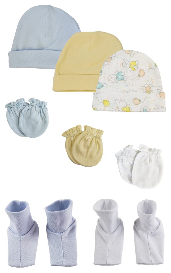 Boys Baby Caps, Booties And Mittens (pack Of 8) Nc_0265