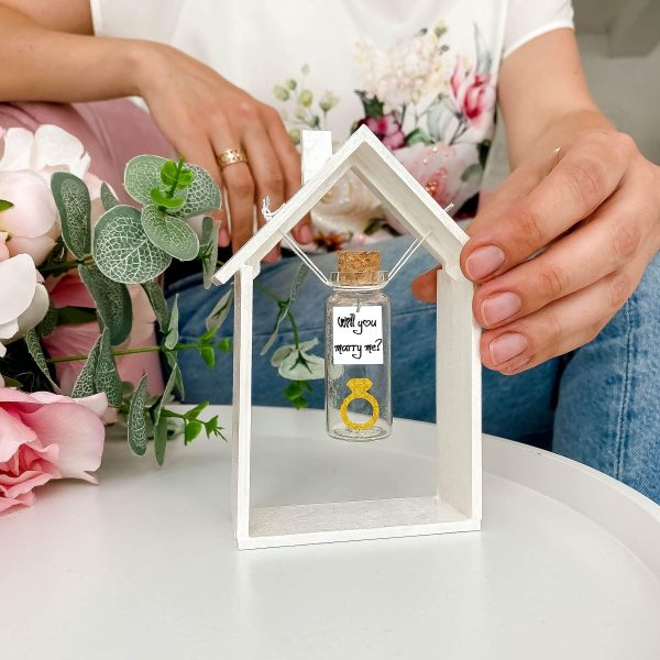 Kseniya Revta Cute Girlfriend and Boyfriend Gifts   Personalized Anniversary Present for Her Him   Custom Birthday Gift Idea for Women Men (Gold Ring   Will You Marry Me? in Wooden Frame) - Image 5