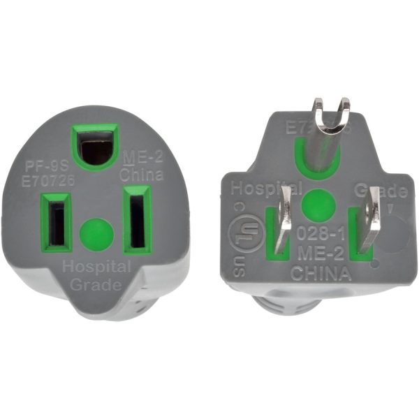 Eaton Tripp Lite Series Hospital-Grade Extension Cord, NEMA 5-15P to NEMA 5-15R - Green Dot, 15A, 125V, 14 AWG, 15 ft. (4.57 m), Gray - Image 2