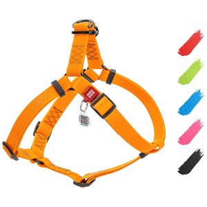 WAUDOG Waterproof Dog Harness   Adjustable Dog Harness for Large Dogs Small and Medium Dogs   Heavy Duty Dog Harness with Durable Metal Clasp and QR Dog Tag   Boy & Girl Dog Harness  Orange (24 35in)