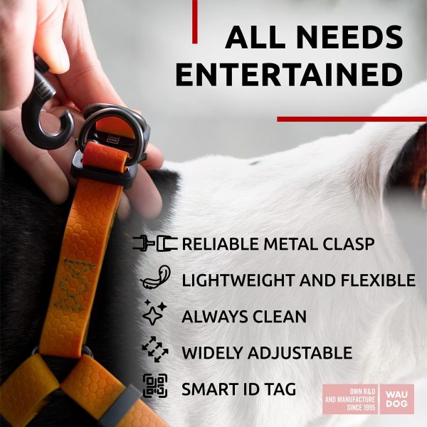 WAUDOG Waterproof Dog Harness   Adjustable Dog Harness for Large Dogs Small and Medium Dogs   Heavy Duty Dog Harness with Durable Metal Clasp and QR Dog Tag   Boy & Girl Dog Harness  Orange (24 35in) - Image 5
