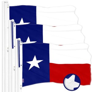G128 3 Pack: Texas TX State Flag | 5x8 Ft | ToughWeave Series Embroidered 300D Polyester | Embroidered Design, Indoor/Outdoor, Brass Grommets