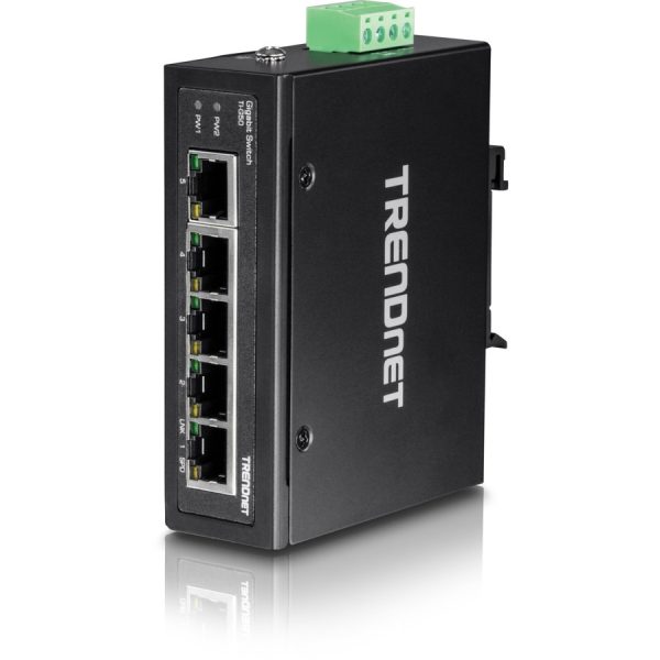 TRENDnet 5-Port Hardened Industrial Gigabit DIN-Rail Switch, 10 Gbps Switching Capacity, IP30 Rated Network Switch (-40 to 167 F), DIN-Rail & Wall Mounts Included, Lifetime Protection, Black, TI-G50 - Image 3