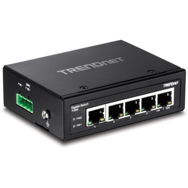 TRENDnet 5-Port Hardened Industrial Gigabit DIN-Rail Switch, 10 Gbps Switching Capacity, IP30 Rated Network Switch (-40 to 167 F), DIN-Rail & Wall Mounts Included, Lifetime Protection, Black, TI-G50 - Image 4
