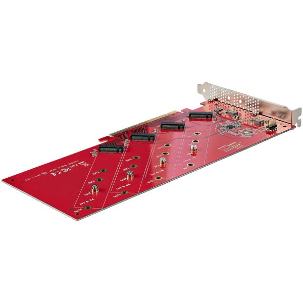 StarTech.com Quad M.2 PCIe Adapter Card, x16 Quad NVMe or AHCI M.2 SSD to PCI Express 4.0, Up to 7.8GBps/Drive, For 2242/2260/2280/22110mm PCIe M-Key M2 SSDs, Bifurcation Required - PC/Linux Compatible - Image 2