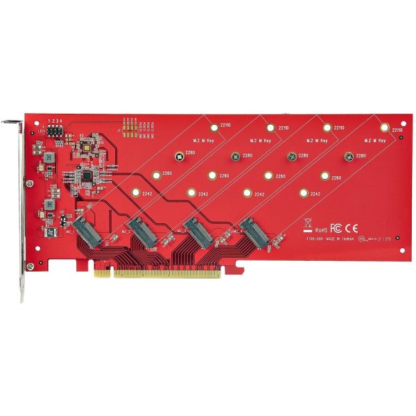 StarTech.com Quad M.2 PCIe Adapter Card, x16 Quad NVMe or AHCI M.2 SSD to PCI Express 4.0, Up to 7.8GBps/Drive, For 2242/2260/2280/22110mm PCIe M-Key M2 SSDs, Bifurcation Required - PC/Linux Compatible - Image 5
