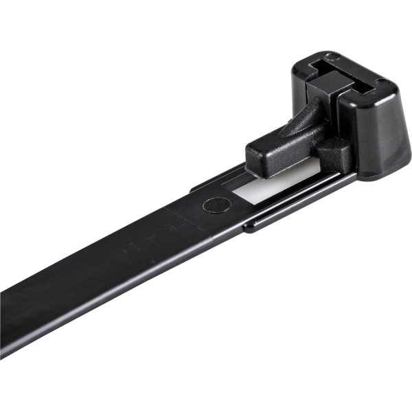 StarTech.com 6"(15cm) Reusable Cable Ties, 1-3/8"(35mm) Dia. 50lb(22Kg) Tensile Strength, Nylon, In/Outdoor, UL Listed, 100 Pack, Black - Image 2