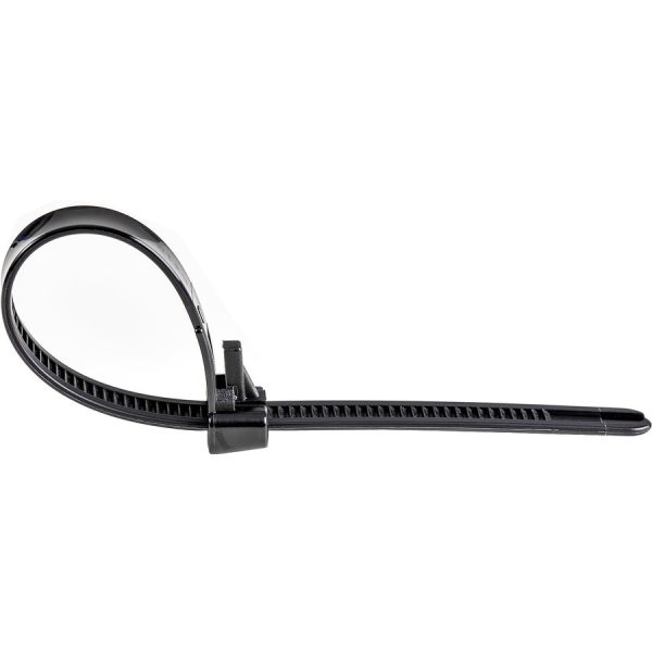 StarTech.com 6"(15cm) Reusable Cable Ties, 1-3/8"(35mm) Dia. 50lb(22Kg) Tensile Strength, Nylon, In/Outdoor, UL Listed, 100 Pack, Black - Image 3