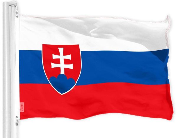 G128 Slovakia Slovak Flag | 3x5 Ft | Printed 150D Polyester - Indoor/Outdoor, Vibrant Colors, Brass Grommets, Quality Polyester, Much Thicker More Durable Than 100D 75D Polyester