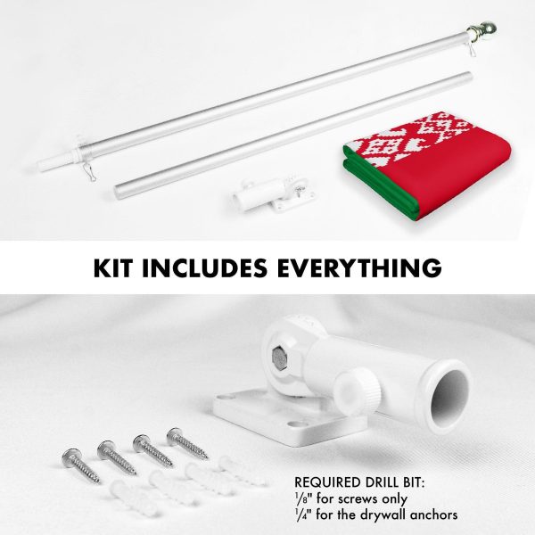 G128 Combo Pack: 6 Ft Tangle Free Aluminum Spinning Flagpole (Silver) & Belarus Belarusian Flag 3x5 Ft, LiteWeave Pro Series Printed 150D Polyester | Pole with Flag Included - Image 2