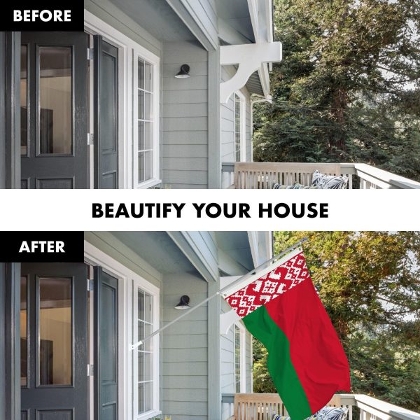G128 Combo Pack: 6 Ft Tangle Free Aluminum Spinning Flagpole (Silver) & Belarus Belarusian Flag 3x5 Ft, LiteWeave Pro Series Printed 150D Polyester | Pole with Flag Included - Image 3