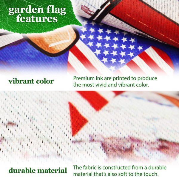 G128 Combo Pack: Garden Flag Stand Black 36 in x 16 in & Garden Flag Patriotic Decoration Welcome Gnome with Star 12"x18" Double-Sided Blockout Fabric - Image 3