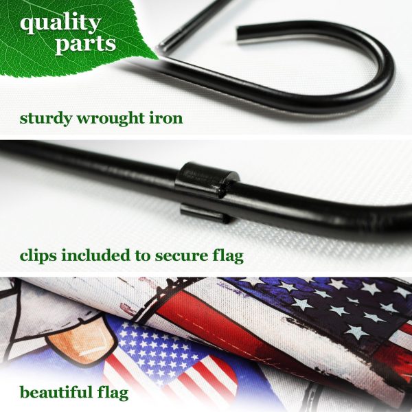 G128 Combo Pack: Garden Flag Stand Black 36 in x 16 in & Garden Flag Patriotic Decoration Welcome Gnome with Star 12"x18" Double-Sided Blockout Fabric - Image 4