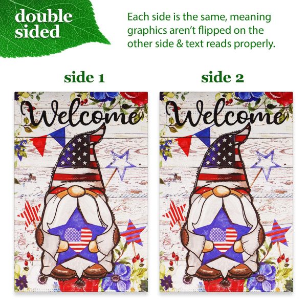 G128 Combo Pack: Garden Flag Stand Black 36 in x 16 in & Garden Flag Patriotic Decoration Welcome Gnome with Star 12"x18" Double-Sided Blockout Fabric - Image 5