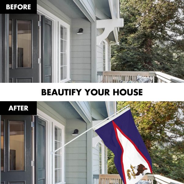 G128 Combo Pack: 6 Ft Tangle Free Spinning Flagpole (White) & American Samoa Flag 3x5 Ft Printed 150D Polyester, Brass Grommets (Flag Included) Aluminum Flag Pole - Image 3