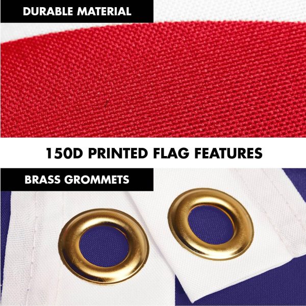 G128 Combo Pack: 6 Ft Tangle Free Spinning Flagpole (White) & American Samoa Flag 3x5 Ft Printed 150D Polyester, Brass Grommets (Flag Included) Aluminum Flag Pole - Image 4