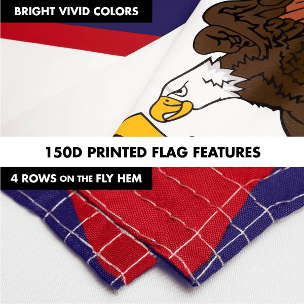 G128 Combo Pack: 6 Ft Tangle Free Spinning Flagpole (White) & American Samoa Flag 3x5 Ft Printed 150D Polyester, Brass Grommets (Flag Included) Aluminum Flag Pole - Image 5