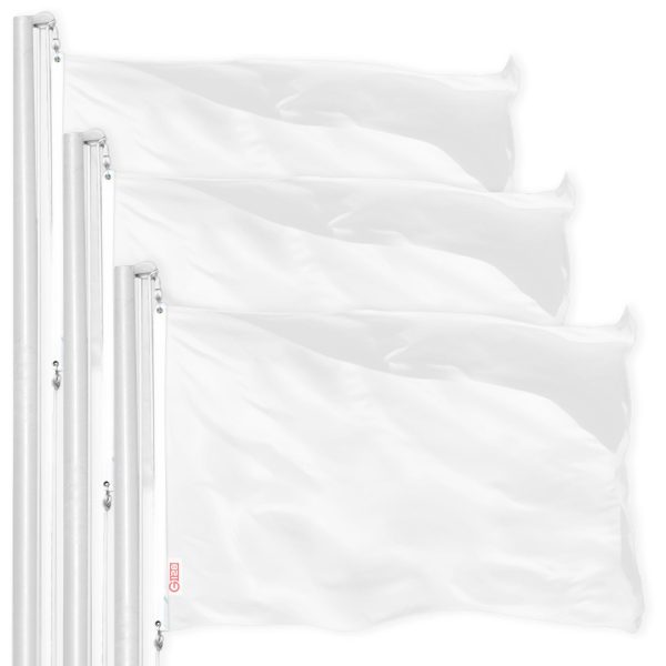 Solid White Color Flag 3x5 Ft 3-Pack Printed 150D Polyester By G128