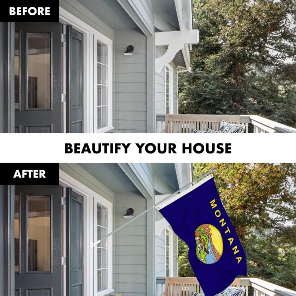 G128 Combo Pack: 6 Ft Tangle Free Spinning Flagpole (Silver) & Montana Flag 3x5 Ft Printed 150D Polyester, Brass Grommets (Flag Included) Aluminum Flag Pole - Image 3
