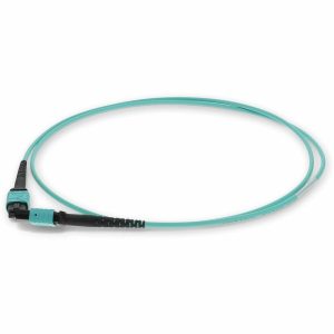 AddOn 10m MPO (Female) to MPO (Female) 12-Strand Aqua OM3 Crossover Fiber OFNR (Riser-Rated) Patch Cable