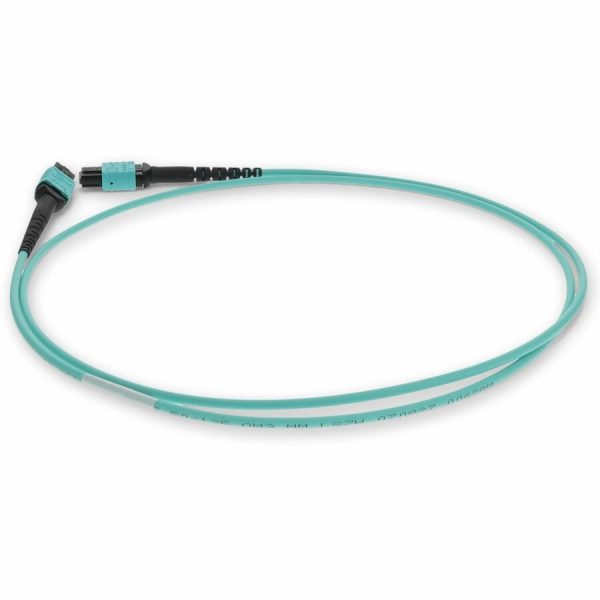 AddOn 10m MPO (Female) to MPO (Female) 12-Strand Aqua OM3 Crossover Fiber OFNR (Riser-Rated) Patch Cable - Image 3