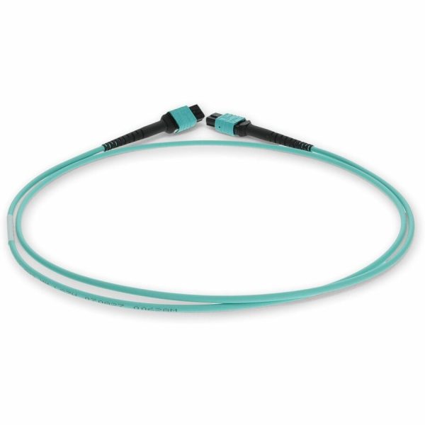 AddOn 10m MPO (Female) to MPO (Female) 12-Strand Aqua OM3 Crossover Fiber OFNR (Riser-Rated) Patch Cable - Image 4