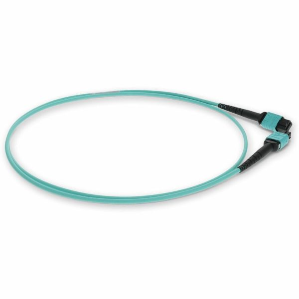 AddOn 10m MPO (Female) to MPO (Female) 12-Strand Aqua OM3 Crossover Fiber OFNR (Riser-Rated) Patch Cable - Image 6