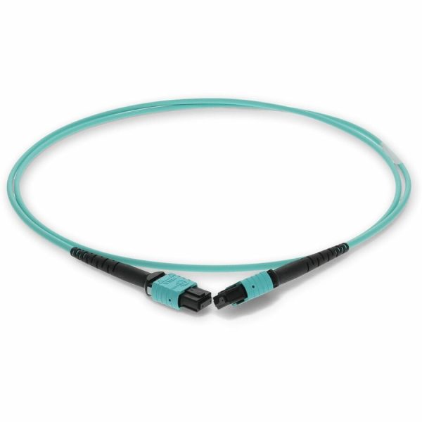 AddOn 10m MPO (Female) to MPO (Female) 12-Strand Aqua OM3 Crossover Fiber OFNR (Riser-Rated) Patch Cable - Image 8