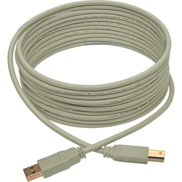 Eaton Tripp Lite Series USB 2.0 A to B Cable (M/M), Beige, 15 ft. (4.57 m) - Image 2