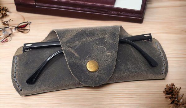 Soft Leather Glasses Case  Slim Eyeglass Sleeve Case  Sunglass Case for Men and Women  Retro Design Eyewear Case - Image 6