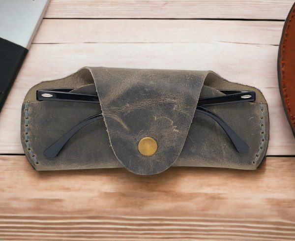 Soft Leather Glasses Case  Slim Eyeglass Sleeve Case  Sunglass Case for Men and Women  Retro Design Eyewear Case - Image 7