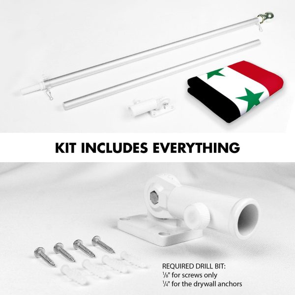 G128 Combo Pack: 6 Ft Tangle Free Aluminum Spinning Flagpole (Silver) & Syria Syrian Flag 3x5 Ft, LiteWeave Pro Series Printed 150D Polyester | Pole with Flag Included - Image 2