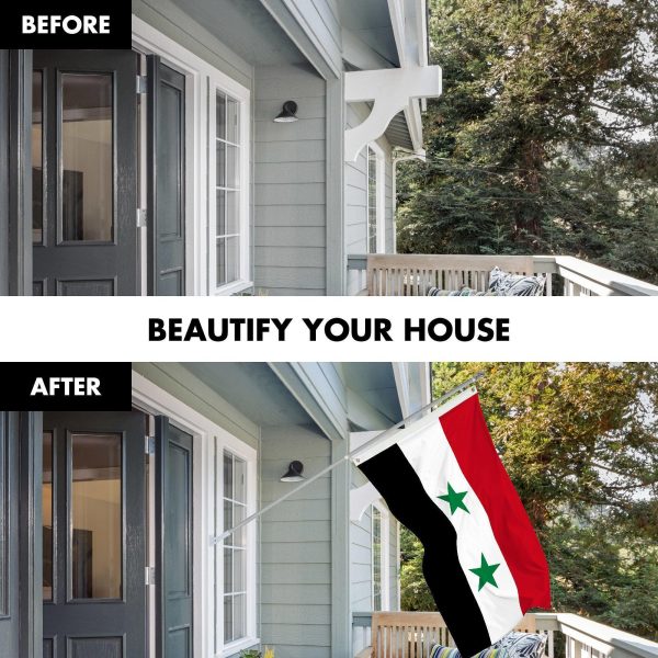G128 Combo Pack: 6 Ft Tangle Free Aluminum Spinning Flagpole (Silver) & Syria Syrian Flag 3x5 Ft, LiteWeave Pro Series Printed 150D Polyester | Pole with Flag Included - Image 3