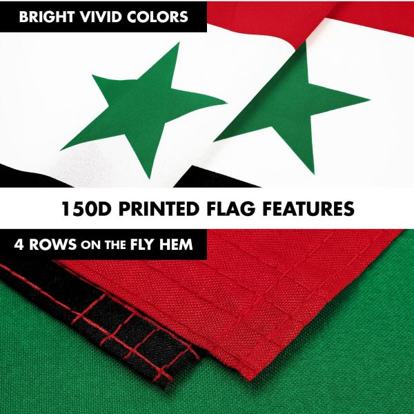 G128 Combo Pack: 6 Ft Tangle Free Aluminum Spinning Flagpole (Silver) & Syria Syrian Flag 3x5 Ft, LiteWeave Pro Series Printed 150D Polyester | Pole with Flag Included - Image 5
