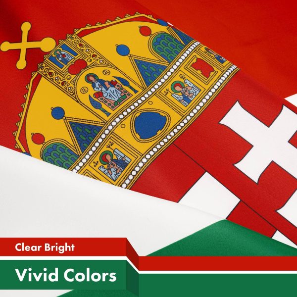 G128 Hungary Coat of Arms Flag | 3x5 Ft | LiteWeave Pro Series Printed 300D Polyester | Country Flag, Indoor/Outdoor, Vibrant Colors, Brass Grommets - Image 3