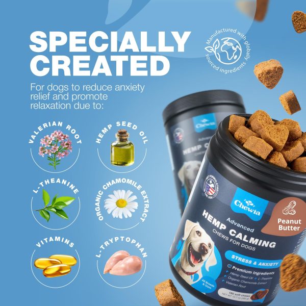 Hemp Calming Chews for Dogs   Dog Calming Treats   Anxiety Relief for Dogs   L Theanine Chamomile Extract Valerian Root   Dog Anxiety Relief for Vet Visits Travel Thunderstorms Nail Trimming - Image 4