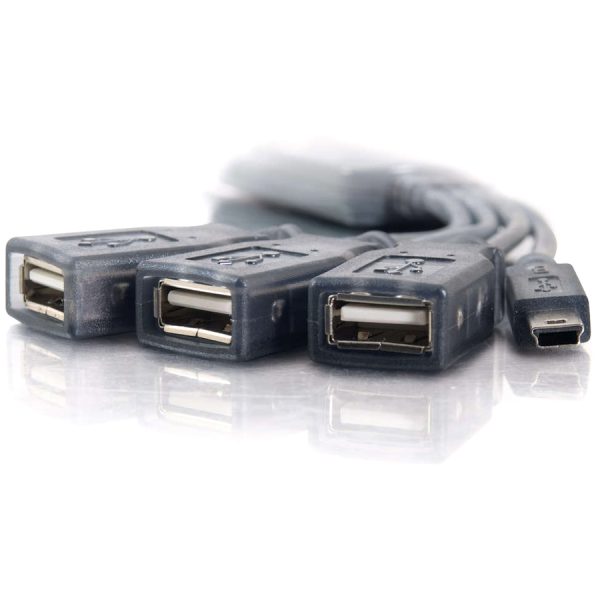 C2G 11in 4-Port USB Splitter - 3 USB A Ports and 1 USB Mini B Plug - USB 2.0 - Image 2
