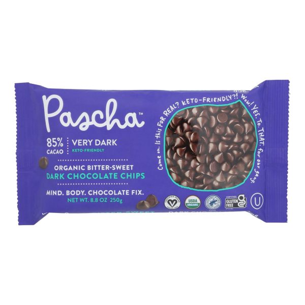 Pascha Organic Chocolate Chips -Bitter-Sweet Dark 85% - Case of 6 - 8.8 oz - Image 2