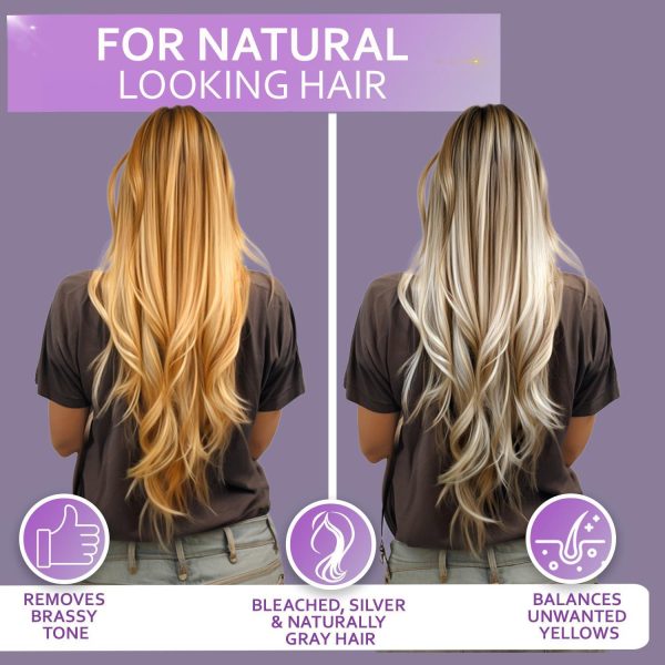 Purple Conditioner for Blonde Hair   Goodbye to Orange and Yellow Brassy Tones   For Color Treated Bleached Silver White and Gray Hair   Sulfate and Paraben Free Toner   Women and Men - Image 2