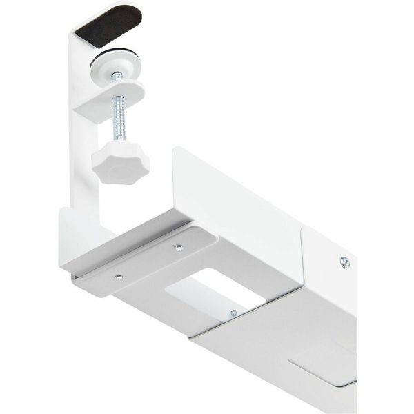 StarTech.com Under Desk Cable Management Tray, Length Adjustable, Clamp-On Installation, No Drilling Required, White - Image 3
