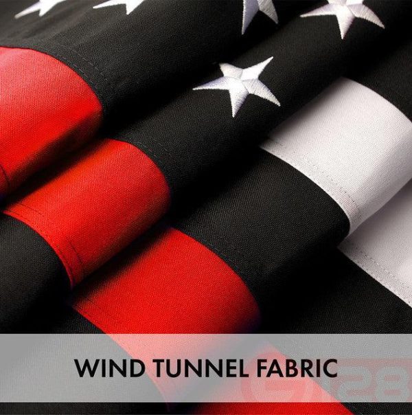 G128 Thin Red Line Flag Embroidered 4x6 FT 10-Pack Heavy Duty 220GSM Tough Spun Polyester U.S. American Flag Brass Grommets Honoring Fire Fighters and EMTs Black White and Red US Flag - Image 5