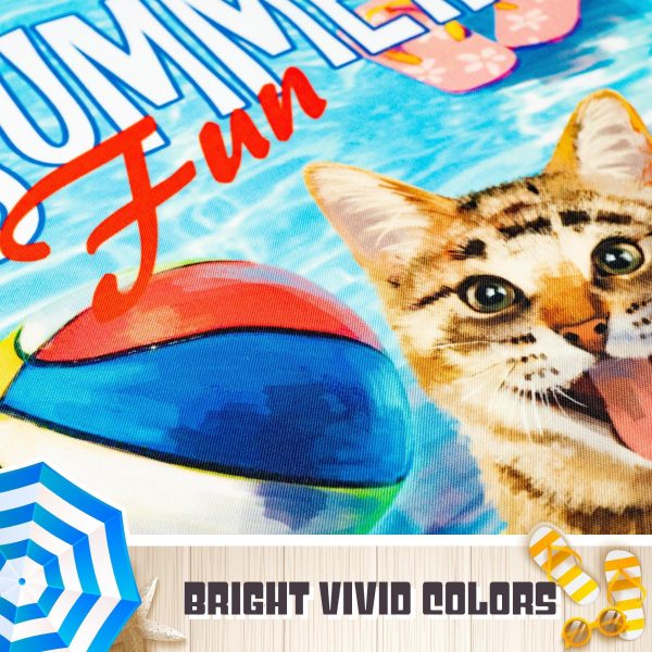 G128 Summer Fun with Cat in Pool Garden Flag | 12x18 Inch | Printed 150D Polyester - Summer Decoration, Rustic Holiday Seasonal Outdoor Flag - Image 3